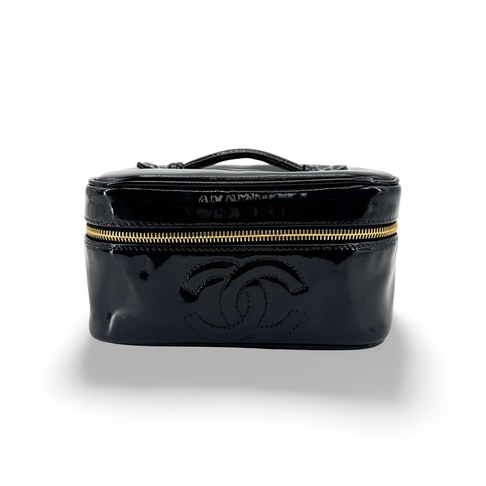 Chanel Vintage Timeless Cosmetic Case Patent Large